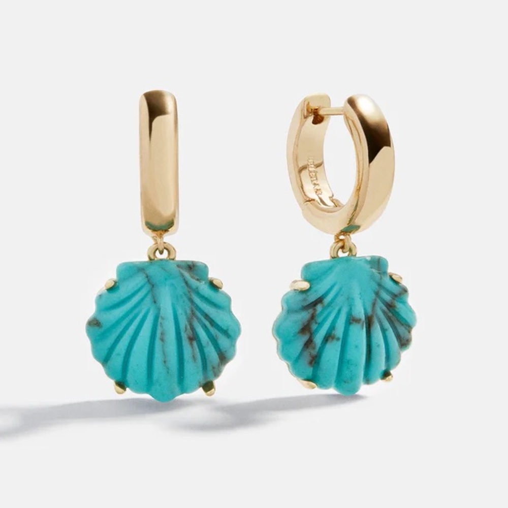BaubleBar Turquoise Hoop Earrings in Gold-Plated Brass. Brand new!